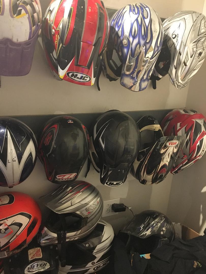 wall of helmets